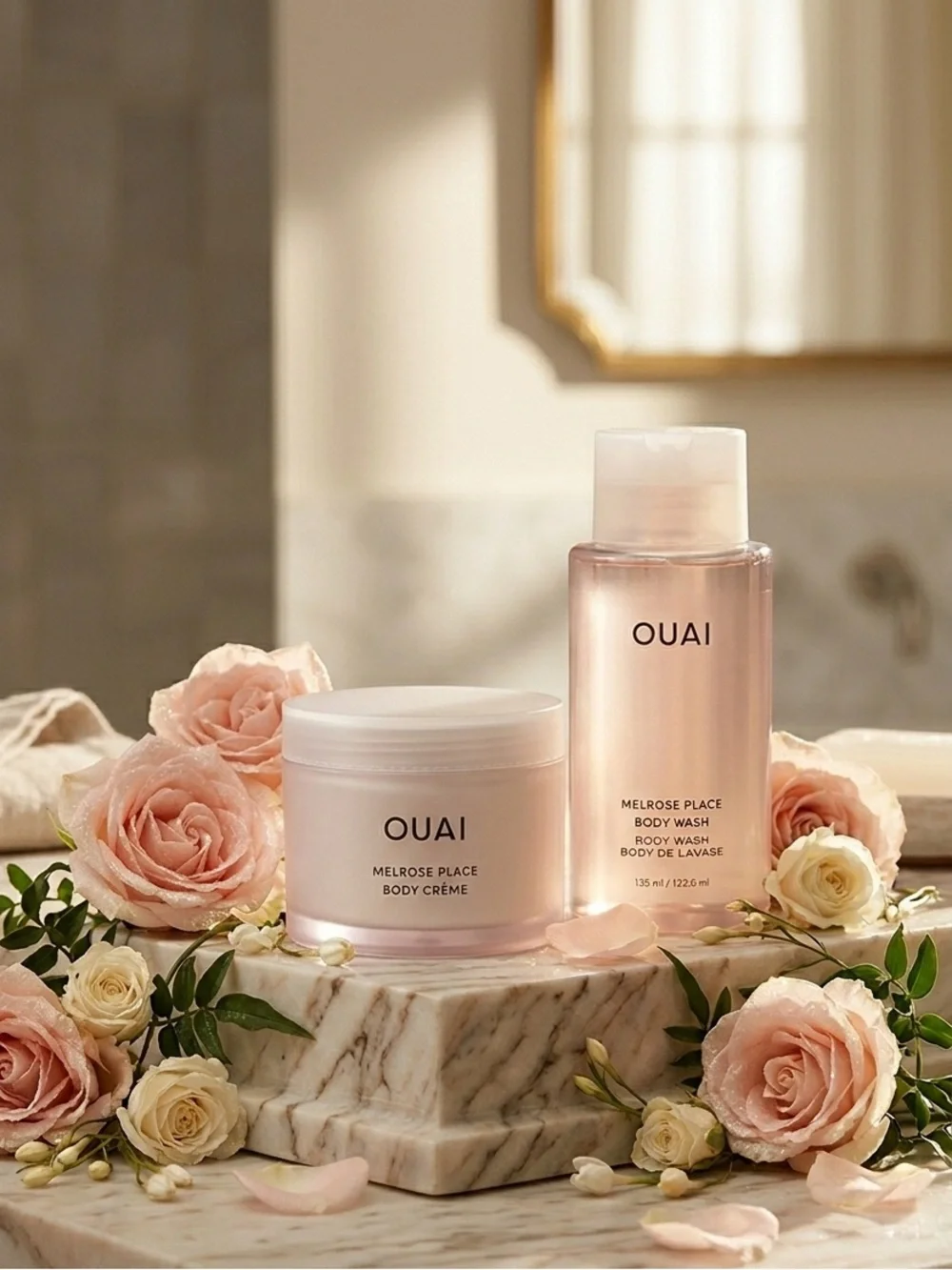 NEW OUAI Melrose Place Body Crème & Body Wash Set - Luxury Skincare Gift